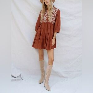 Anthropologie Samant Chauhan Embroidered Dress | Size XL